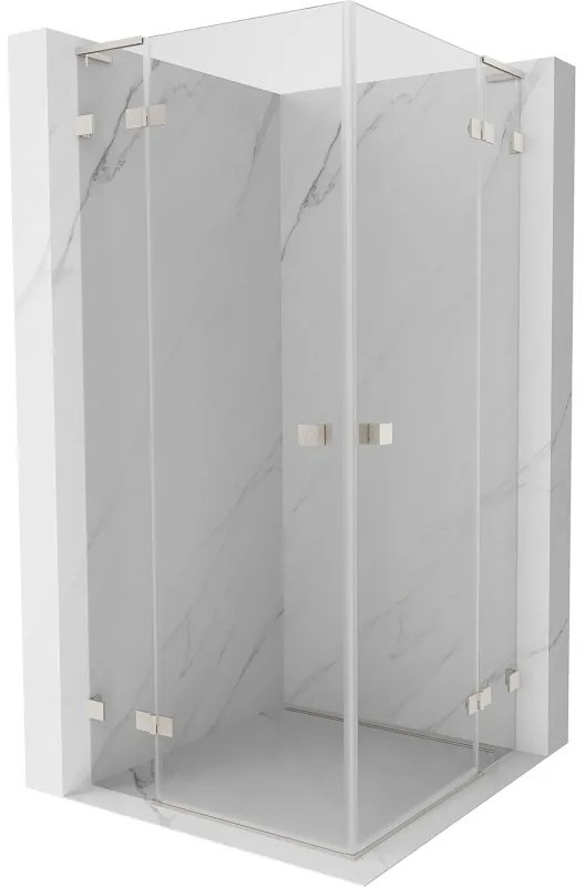 Mexen Lunar L Duo kabina prysznicowa uchylna 85 x 85 cm, transparent, nikiel szczotkowany - 834L-085L-085P-97-00