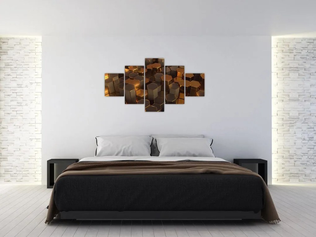 Obraz - Sześciokąty z brązu (125x70 cm)