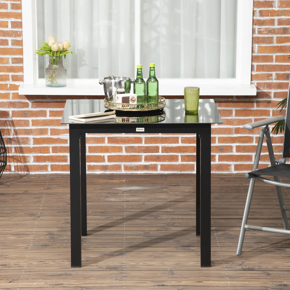 Outsunny Stolik ogrodowy Stolik Outdoor, Stolik do salonu zewnętrznego, odporny na warunki atmosferyczne, 80 x 80 x 74 cm, Czarny