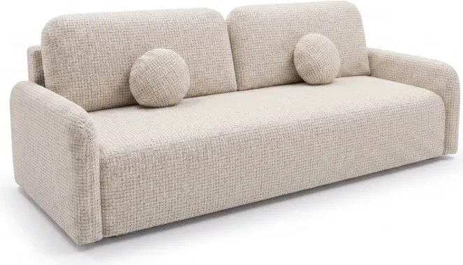 Sofa DUO Rozkładana Dwuosobowa Beżowa Szenil Japandi