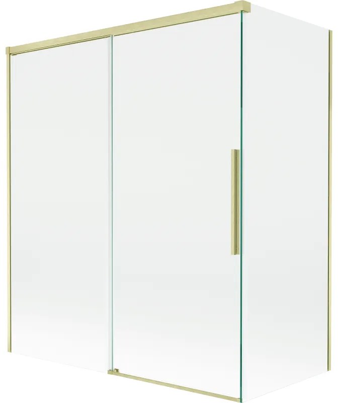 Mexen Rox parawan nawannowy 2-skrzydłowy rozsuwany 140 + 70 x 150 cm, transparent, złoty szczotkowany - 8C9-140-070-55-00