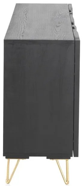 Czarna niska komoda z drewna mango 160x75 cm Mango – Geese