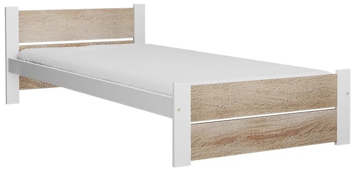 Łóżko IKAROS DOUBLE 90 x 200 cm, biały/dąb sonoma Stelaż: Ze stelażem listwowym rolowanym, Materac: Materac Somnia 18 cm