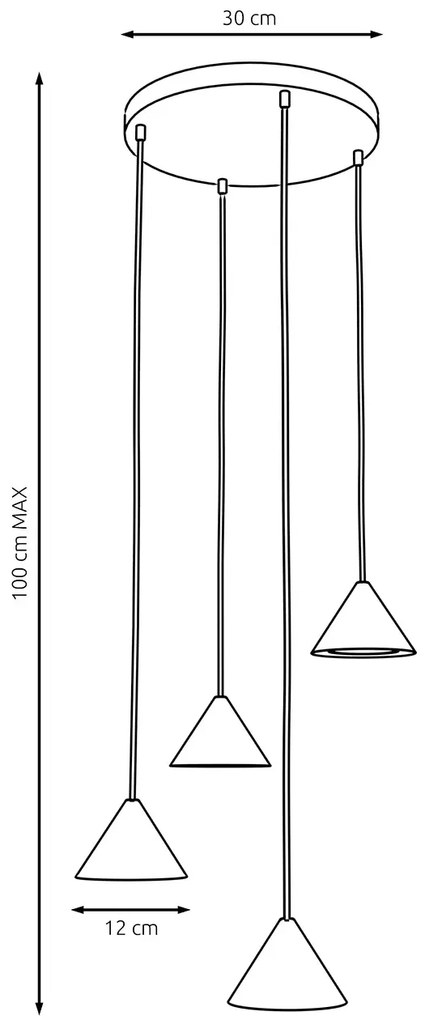 Czarno-złota nowoczesna lampa wisząca - D130 Rikero 3X