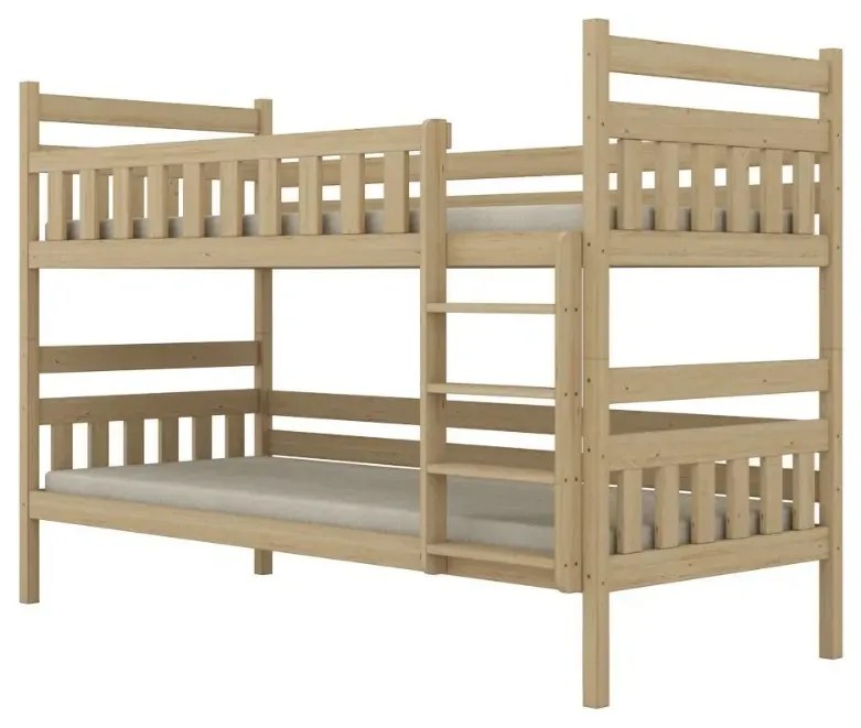 Łóżko piętrowe BARTEK 180x90 sosna nielakierowana drewniane trzyosobowe KOCOT KIDS