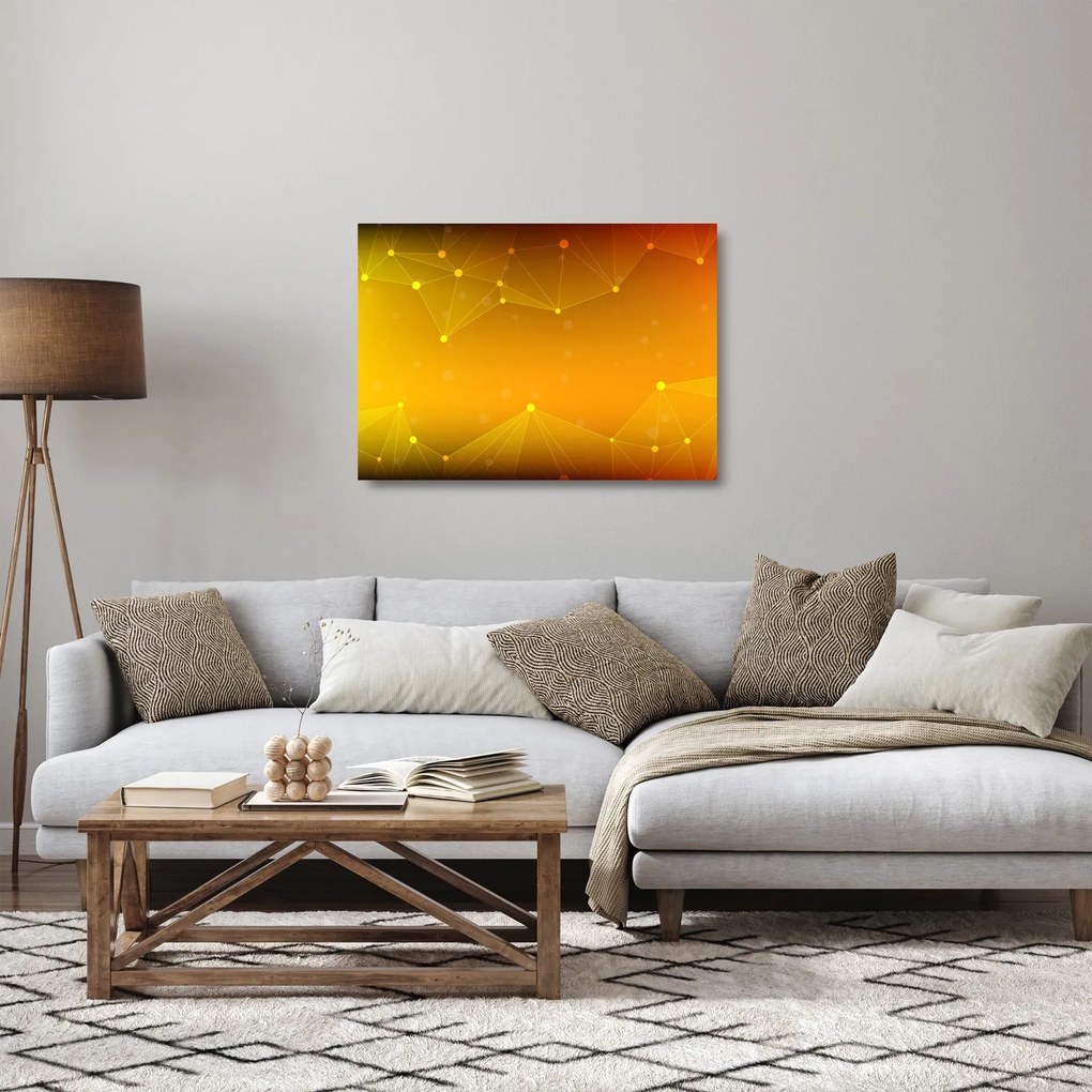 Obraz na szkle - abstrakcyjny żółty obraz (70x50 cm)