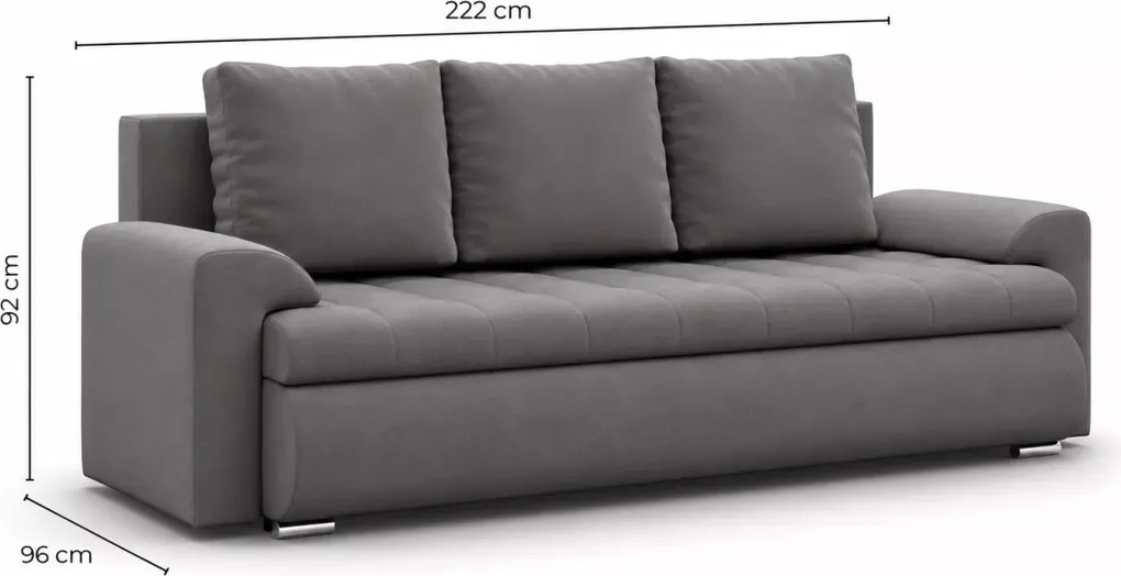 Kanapa Xavio z funkcją spania i pojemnikiem na pościel – automat DL, elegancka i trwała