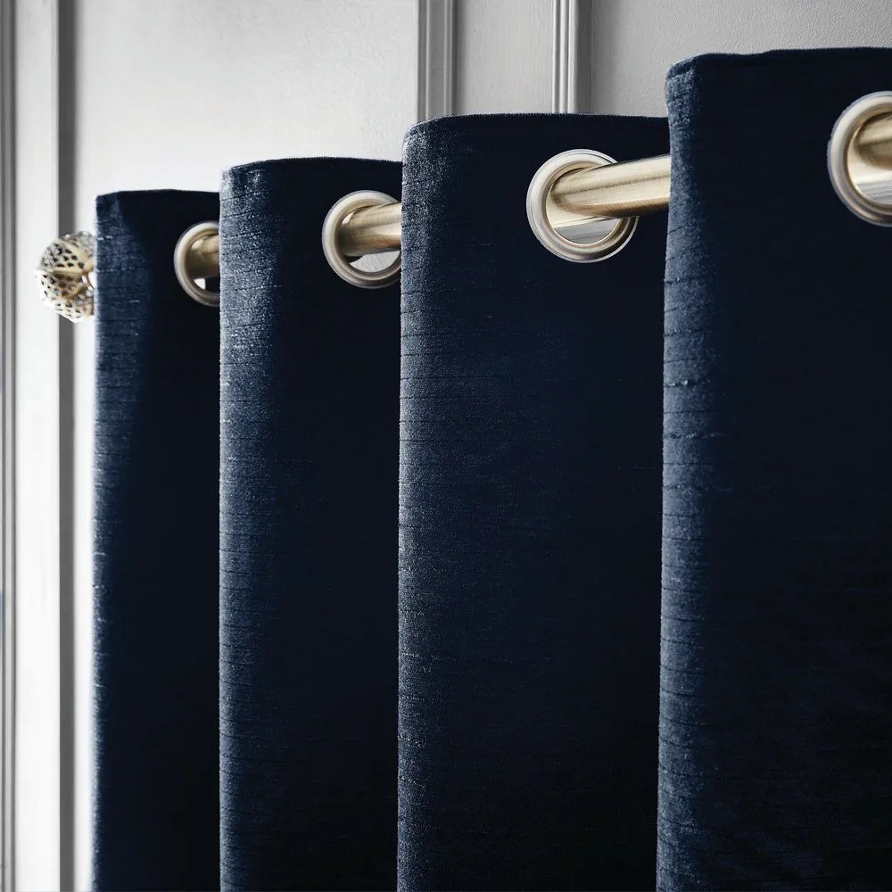 Ciemnoniebieskie zasłony termiczne z szenilu zestaw 2 szt. 168x183 cm Selene Luxury Chenille – Hyperion