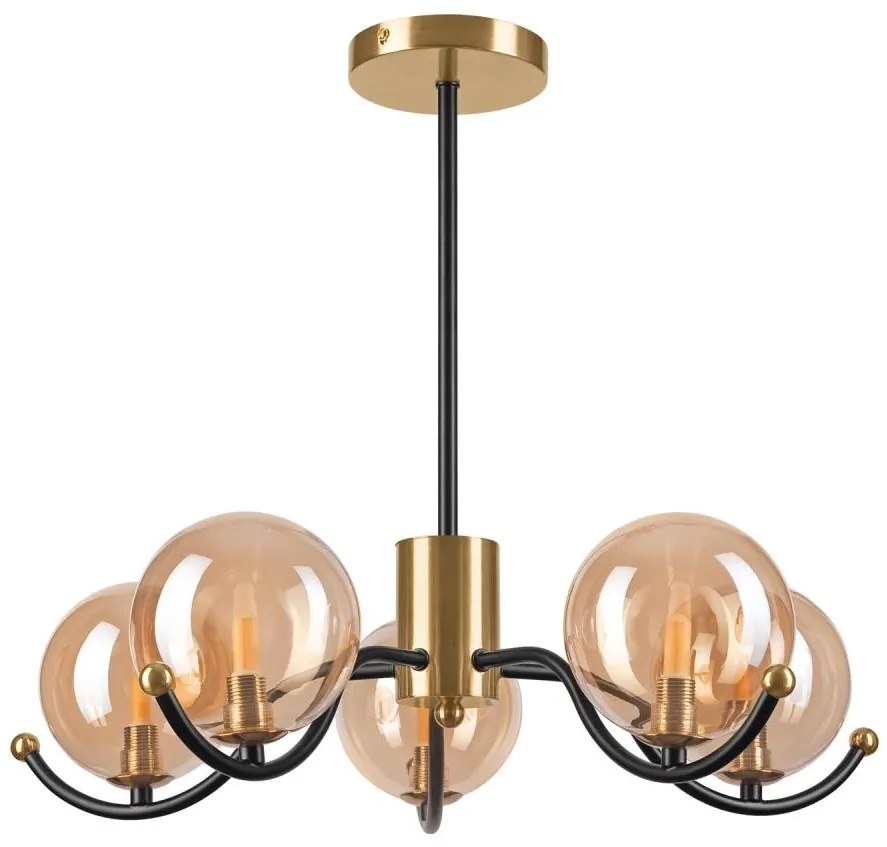 Żyrandol na drążku GEORGIA 5xG9/5W/230V złoty/dym beżowy