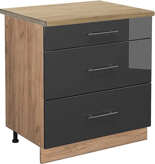 Szafka dolna do kuchni antracyt wysoki połysk 80x60x82 fame-line