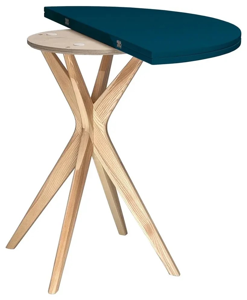 Stół półokrągły CUTTI 90x90 rozkładany petrol blue/jesion RAGABA