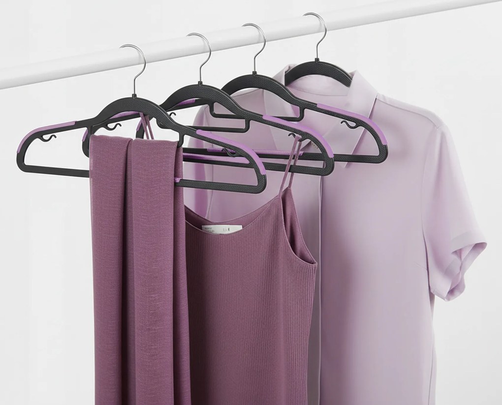 Zestaw wieszaków z antypoślizgową nakładką SOFTY 20 szt. czarno-fioletowe