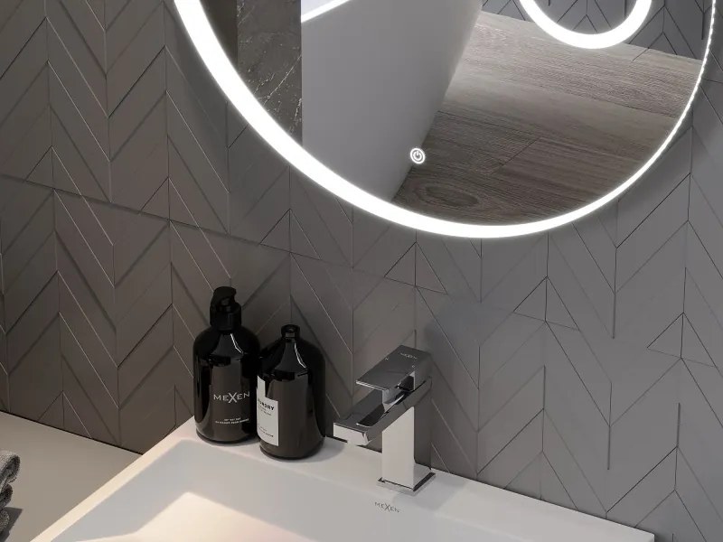 Mexen Ella lustro łazienkowe podświetlane z lusterkiem kosmetycznym, okrągłe 70 cm, LED 6000K, antypara - 9811-070-070-611-00