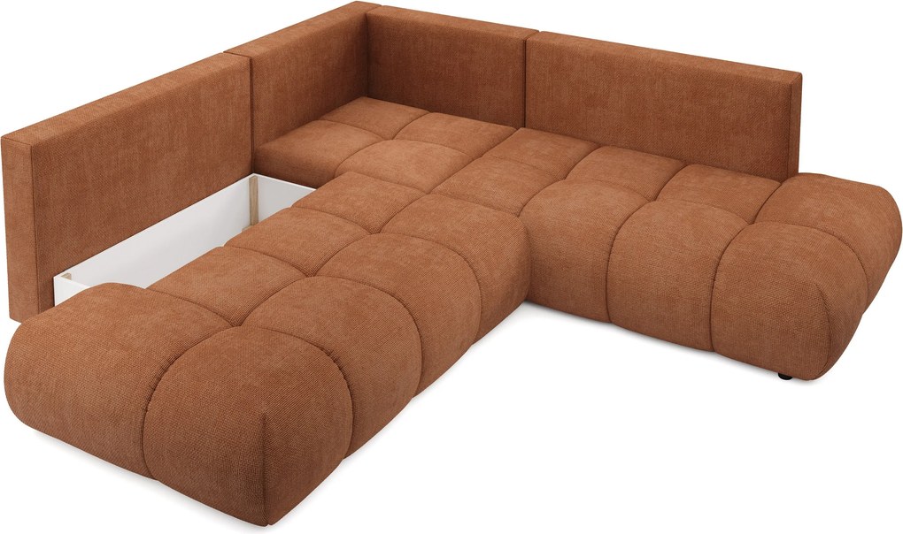 Masseno Narożnik DUCA z funkcją spania i pojemnikiem na pościel Narozniki L, Rozkładana sofa - Ceglasty, FLOW 09