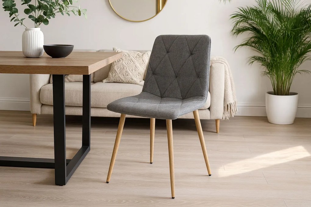 Ciemnoszare krzesło tapicerowane tkaniną do jadalni A0-K65