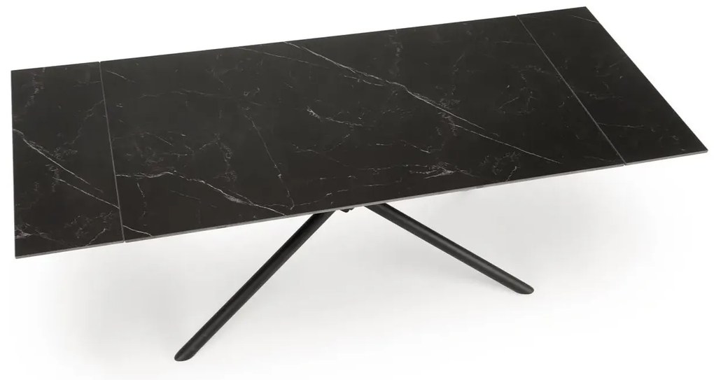 Stół rozkładany VITORINO 160(220)x90 czarny marmur HALMAR
