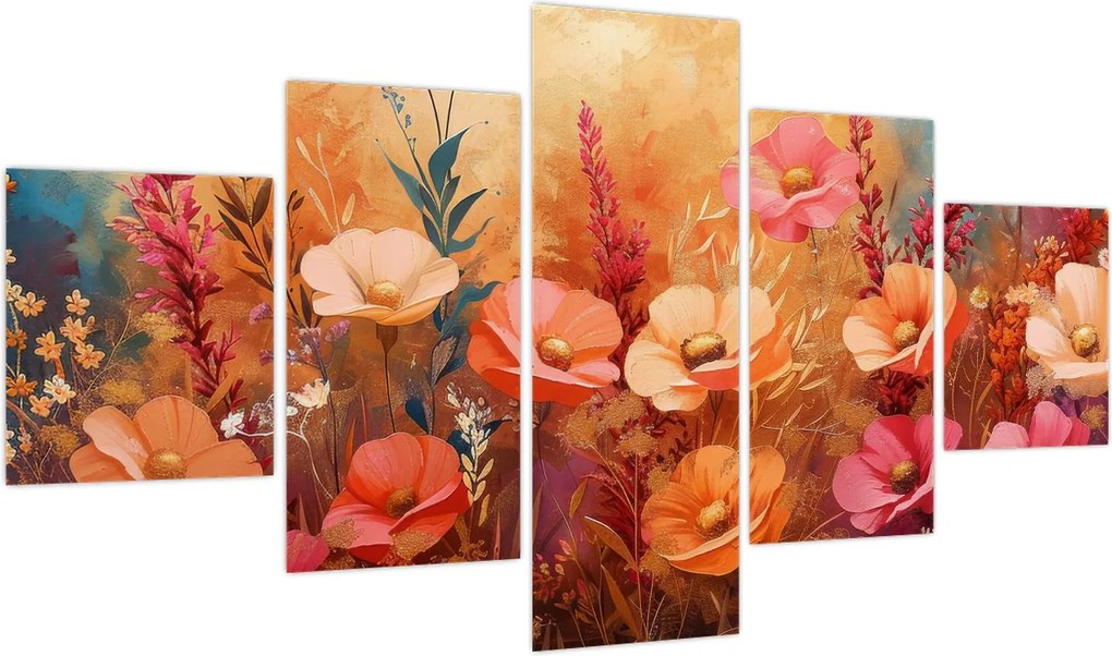 Obraz - Kwiaty łąkowe, malarstwo (125x70 cm)