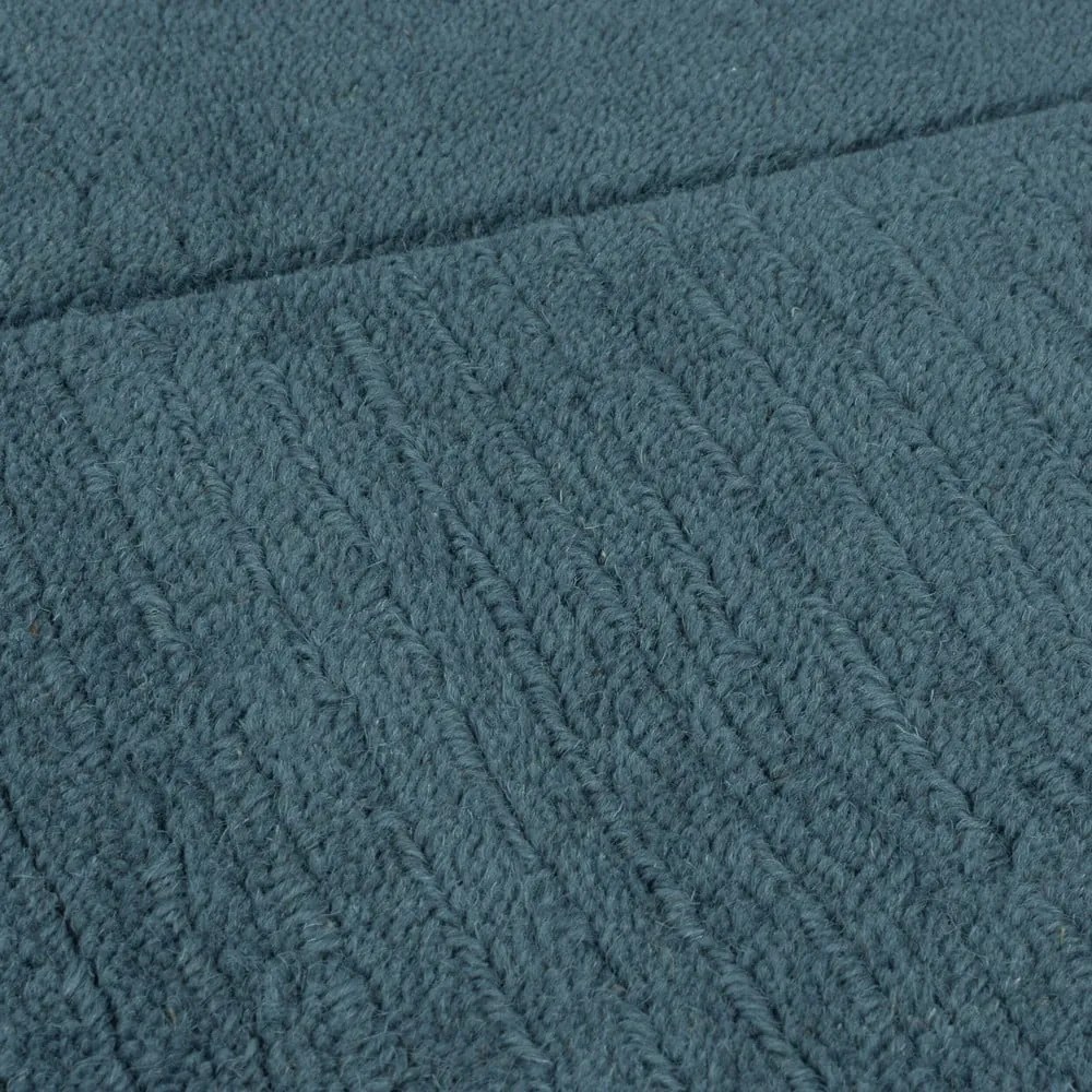 Niebieski wełniany dywan tkany ręcznie 160x230 cm Textured Wool Border – Flair Rugs