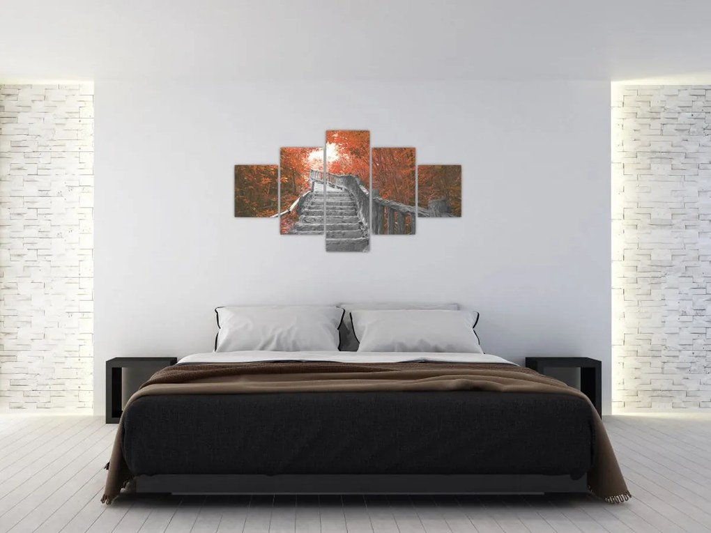 Obraz - Schody w naturze, pomarańczowy (125x70 cm)