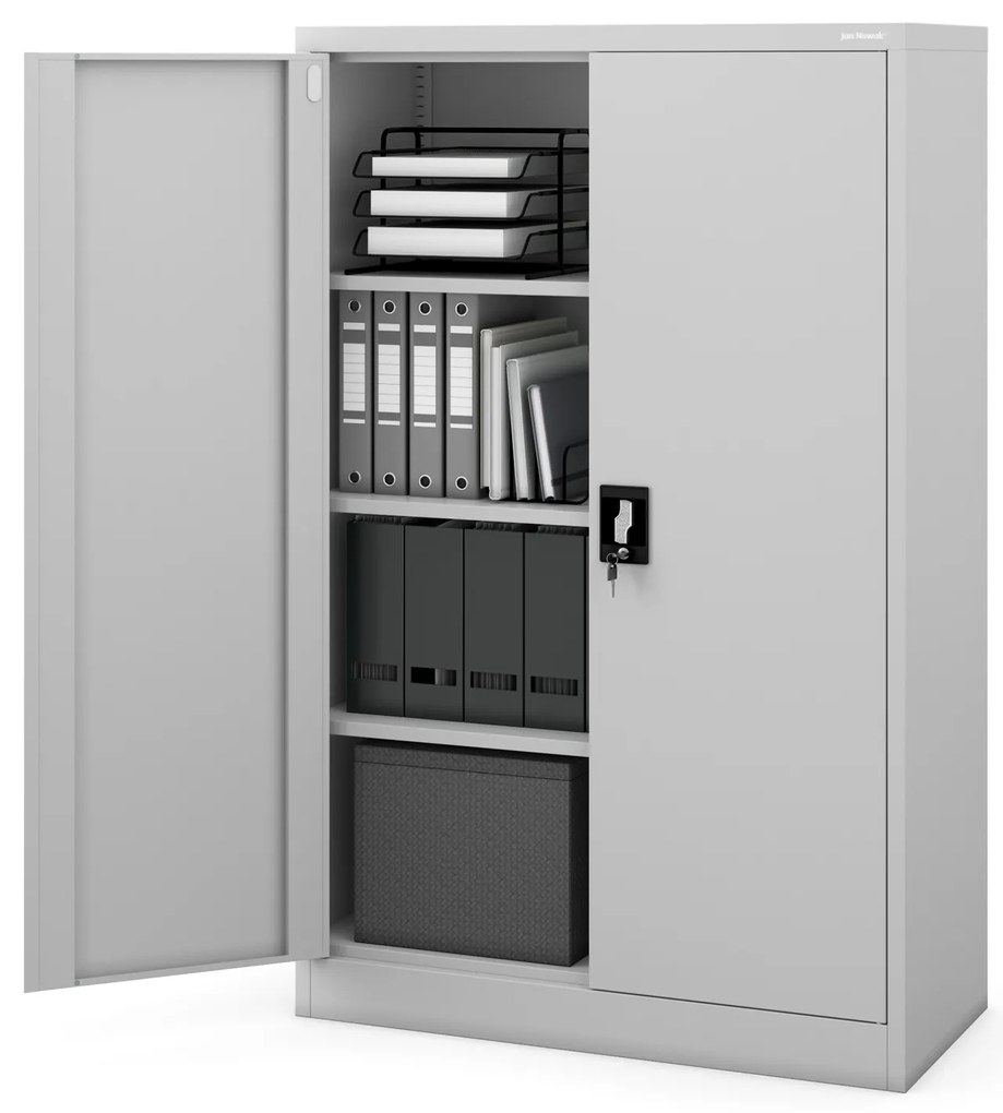 Biurowa szafa metalowa na akta KEVIN, 900 x 1400 x 400 mm, szara