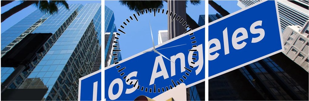 Obraz - Los Angeles (z zegarem) (90x30 cm)