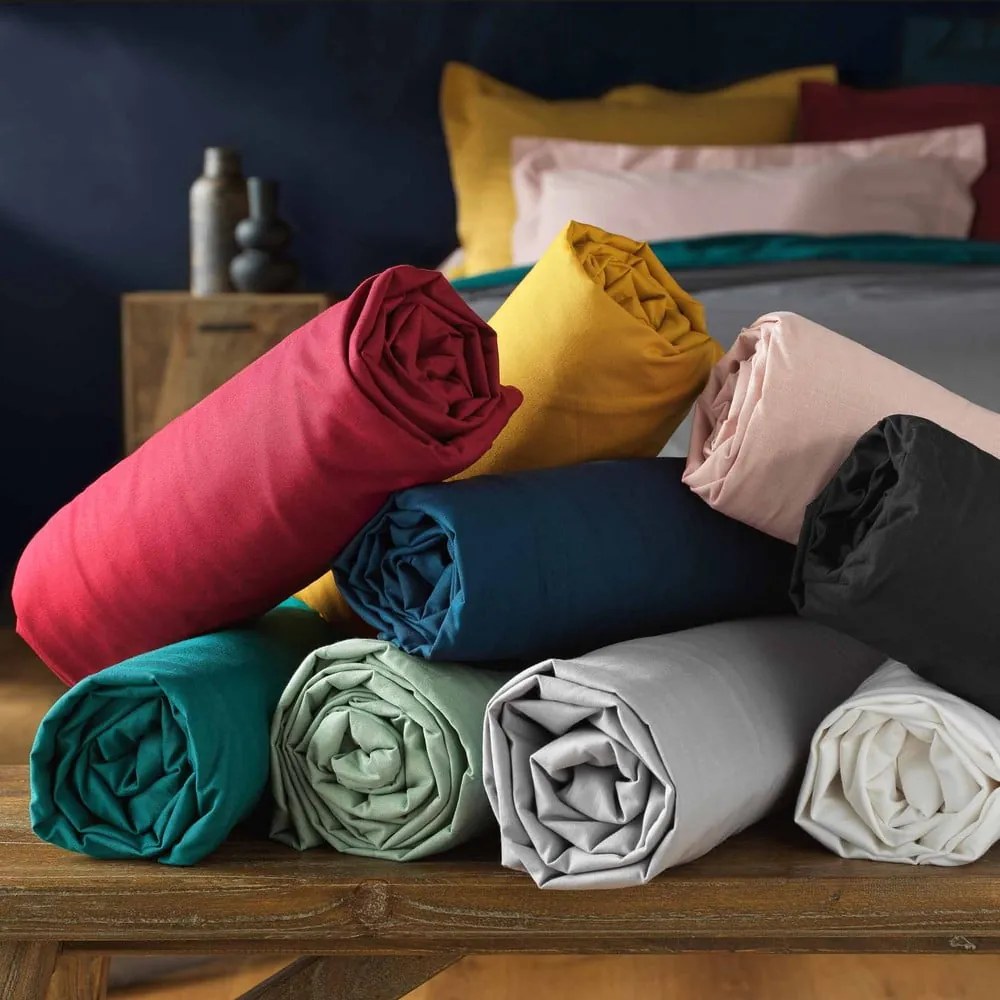 Zielone bawełniane prześcieradło z gumką 90x190 cm Lina – douceur d'intérieur