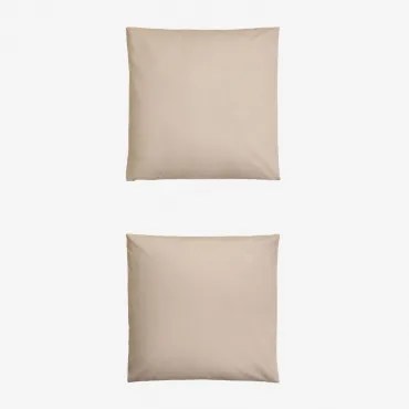 Pack 2 Poszewek Na Poduszki Z Perkalu Bawełnianego O Gęstości 180 Nitek Lesia Kremowa Tapioca & 50 X 100 Cm - Sklum