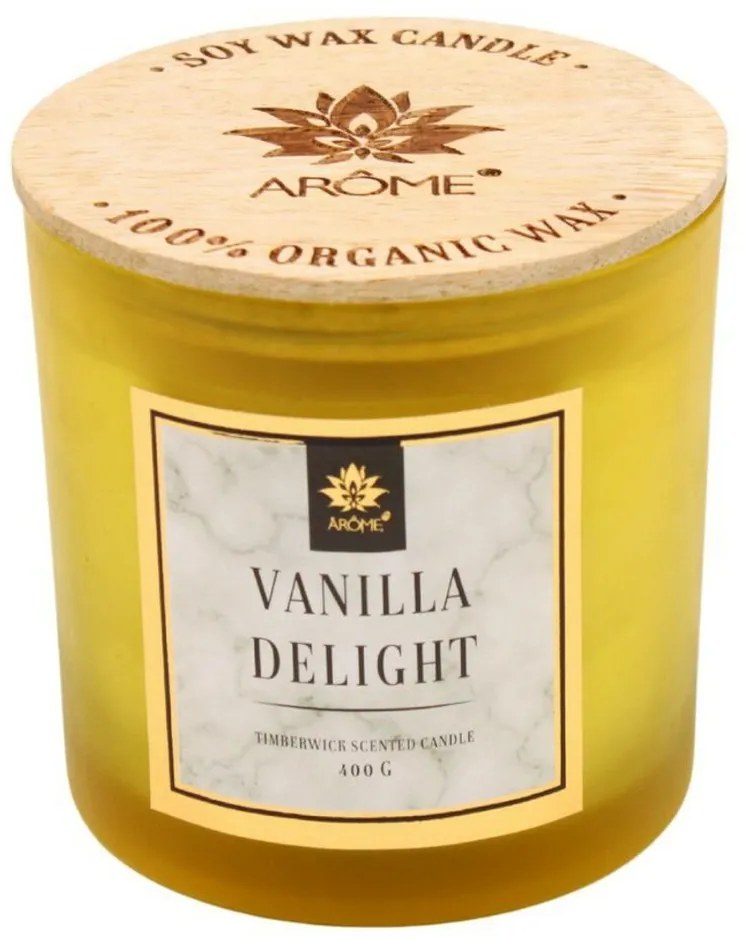 Arome Świeczka sojowa Vanilla delight 400 g z drewnianym knotem
