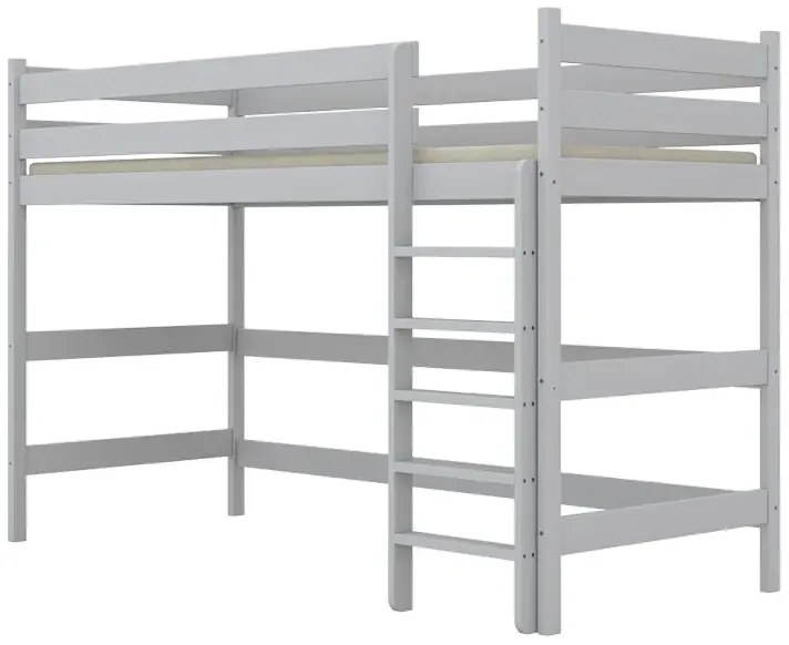 Białe drewniane łóżko jednoosobowe z antresolą - 5 rozmiarów N7-Z21