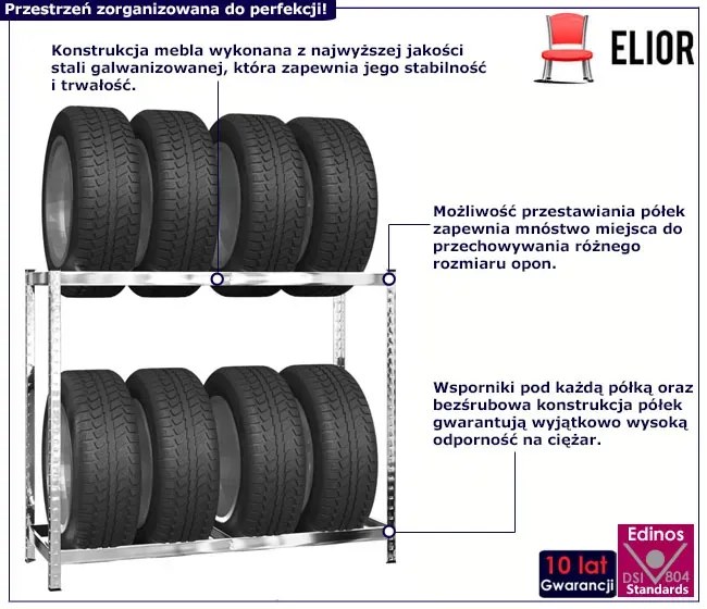 Zestaw 3 metalowych regałów na opony - Ifexo 6X