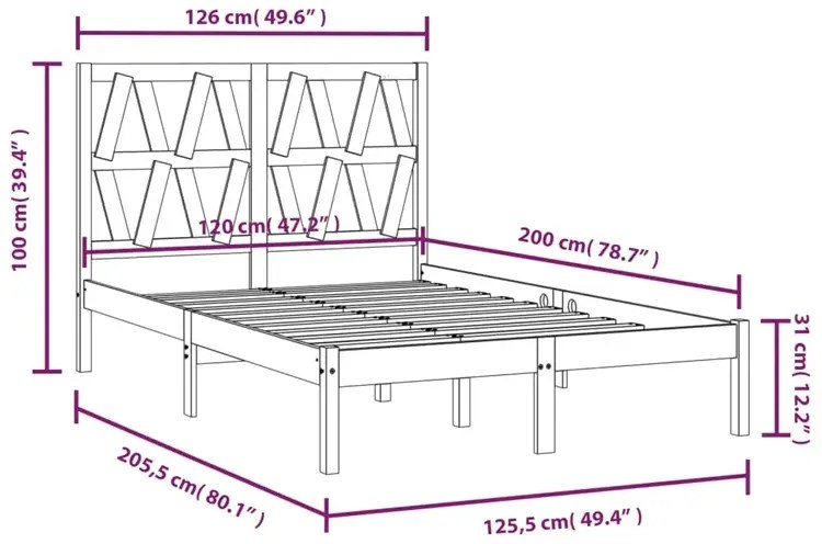 Łóżko z litego drewna sosny 120x200 C4-L96