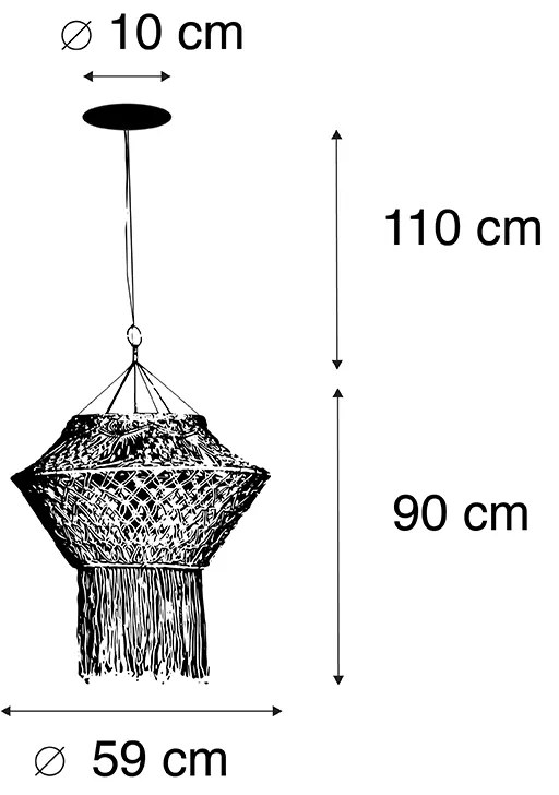 Rustykalna lampa wisząca makramowa 90 cm - String Rustykalny / Vintage Oswietlenie wewnetrzne