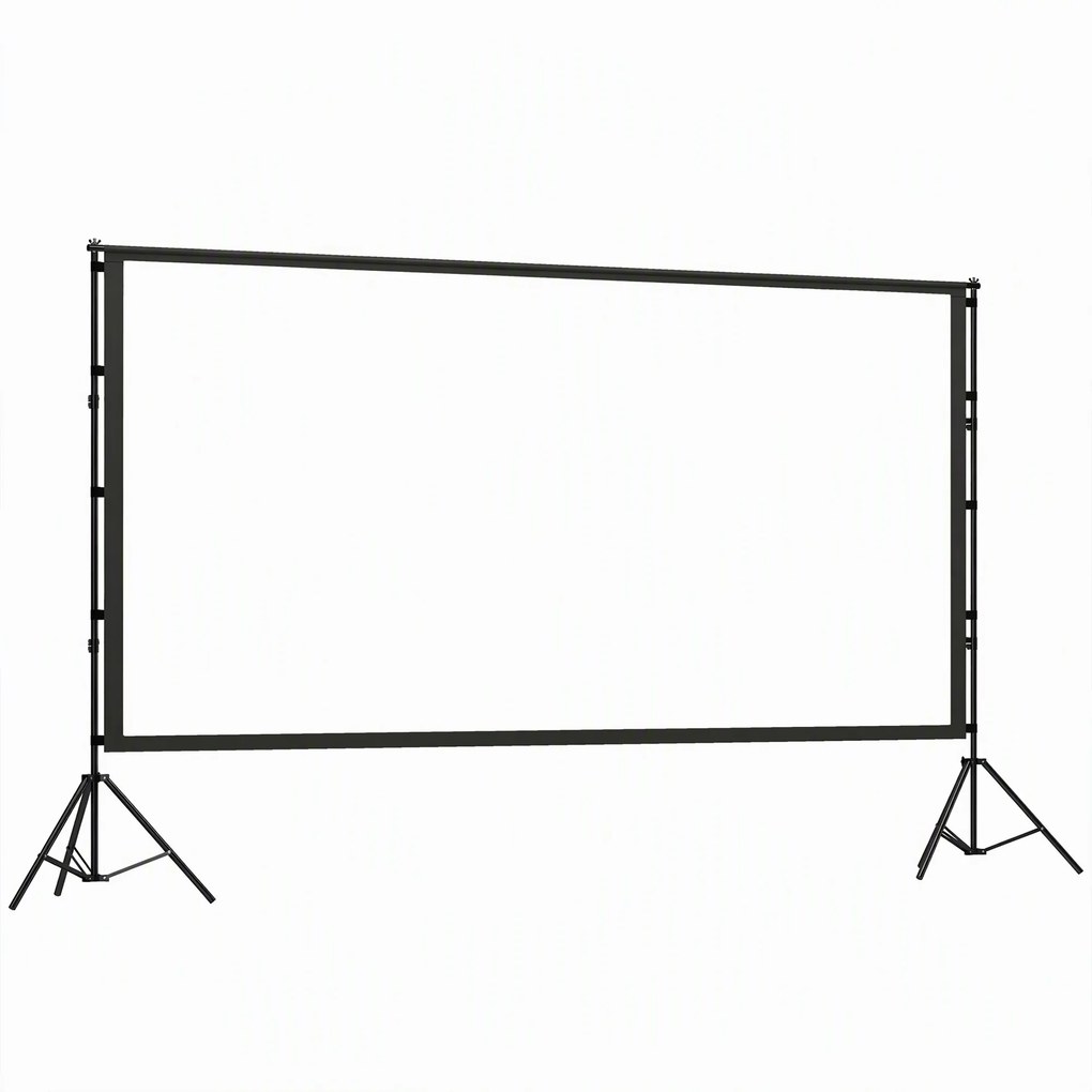 HOMCOM 254 cm 16:9 HD 4K/8K ekran projektora ze statywem, przenośny dwustronny ekran ze składanymi statywami, biały | Aosom PL