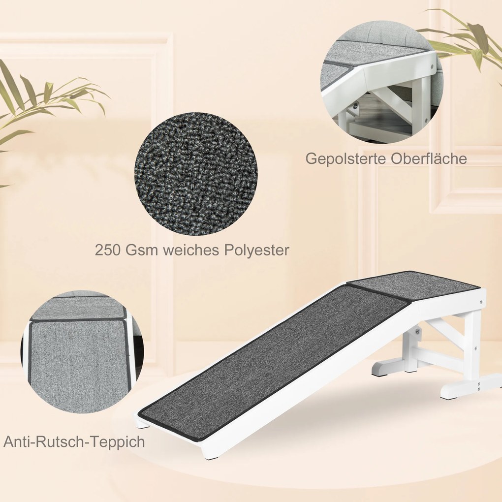 PawHut Rampa dla Zwierząt z Antypoślizgowym Dywanikiem Łatwe Wejście dla Psów i Kotów 125x40x355cm | Aosom PL