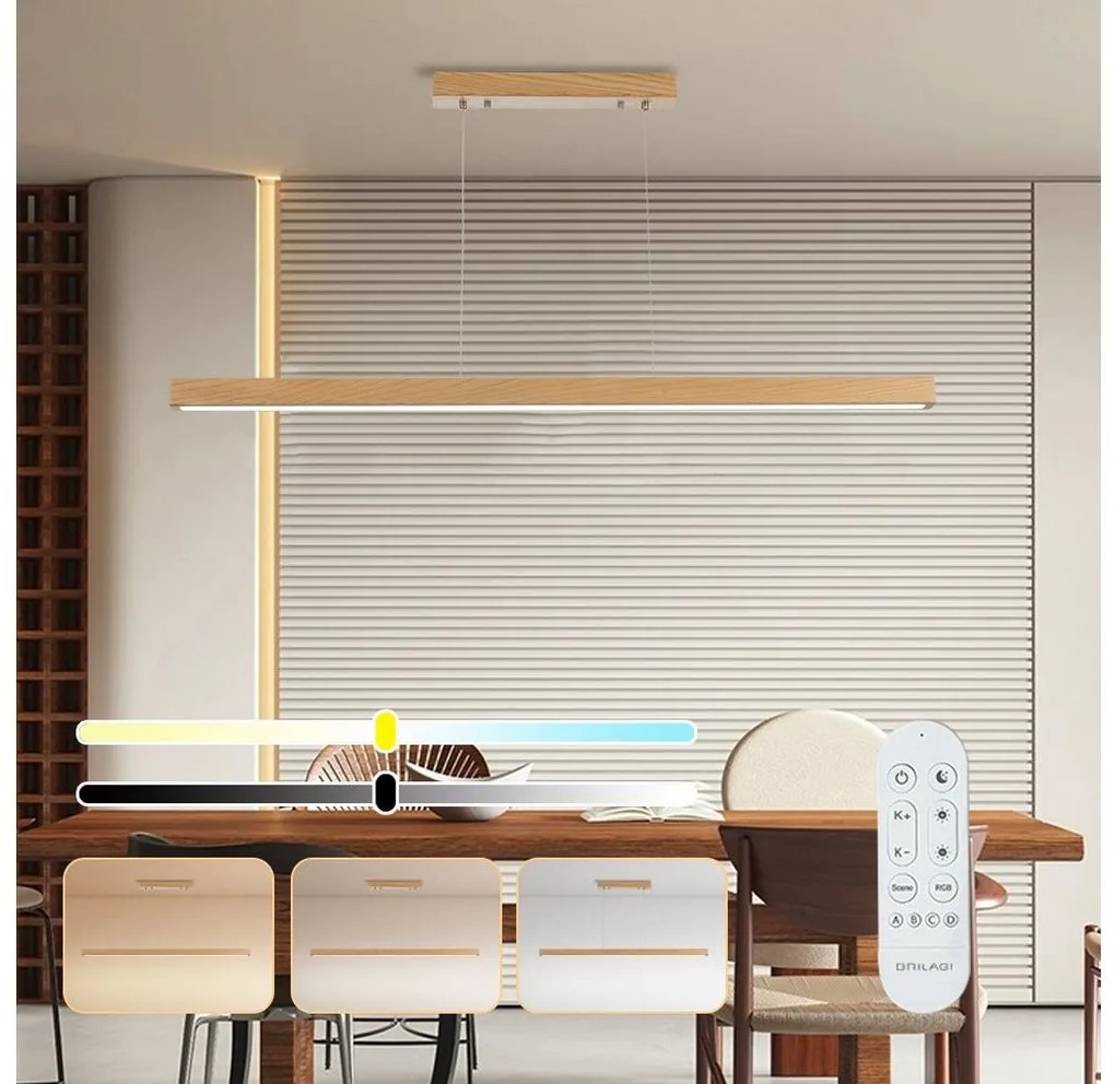 Brilagi -LED ściemnialna lampa wisząca na linkach OAK SMART LED/30W/230V Wi-Fi dąb+pilot