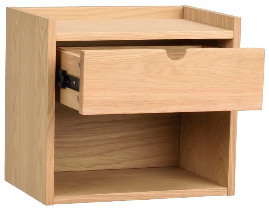 Naturalna szafka nocna z litego drewna dębowego wisząca/z półką Hillmond – Rowico