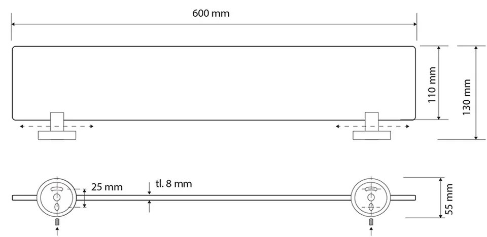 Sapho XR609W X-Round White półka szklana, 60 cm, szkło mleczne/biała