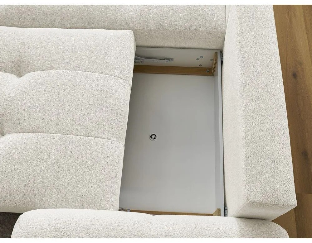 Biały rozkładany/ze schowkiem narożnik z tkaniny szenilowej (lewostronny/z szezlongiem) Roxelane – Bobochic Paris