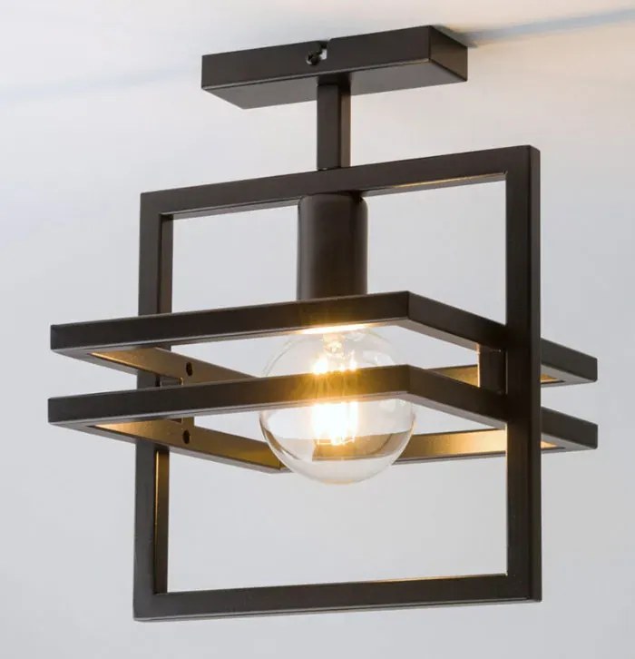 Czarna industrialna lampa sufitowa ze stali W6-F19