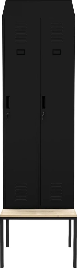 Szatnia z ławeczką i daszkiem Kacper II PRO 60x85x229,5 cm, czarna