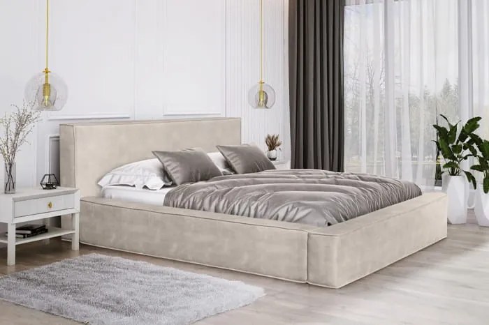 Łóżko tapicerowane ze stelażem ALMA