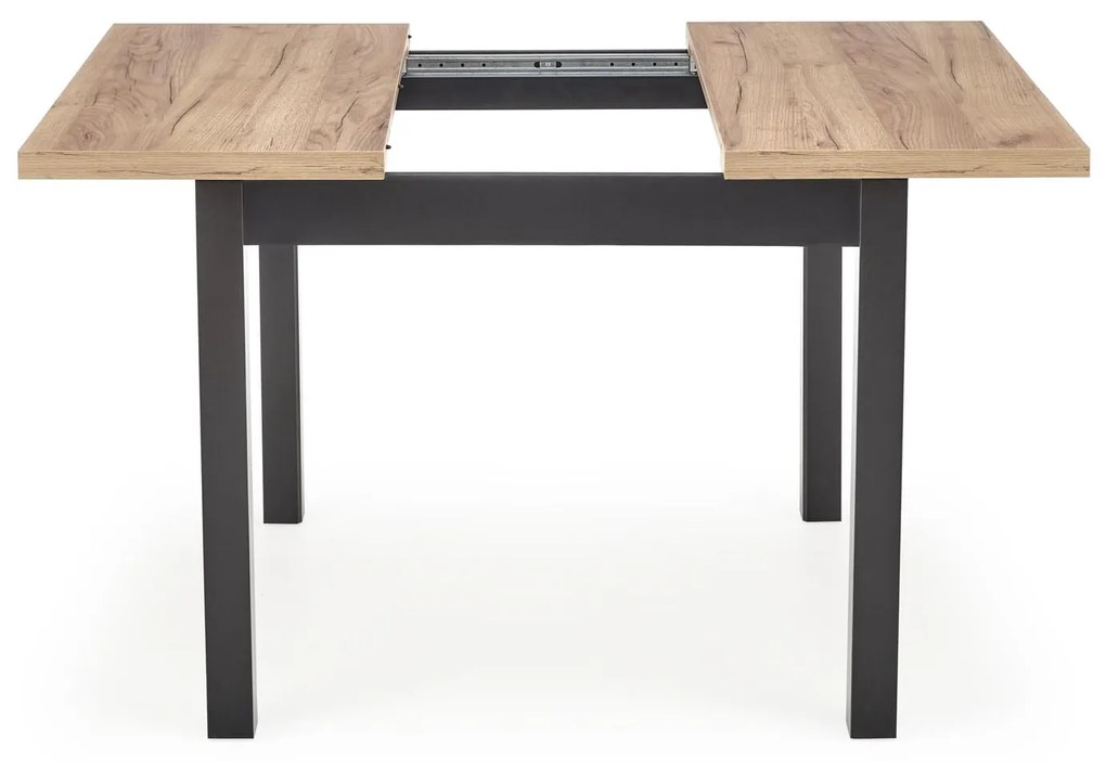 TIAGO KWADRAT stół rozkładany 90-125/90/75 cm dąb craft,czarny loft tradycyjny 4/6 osobowy