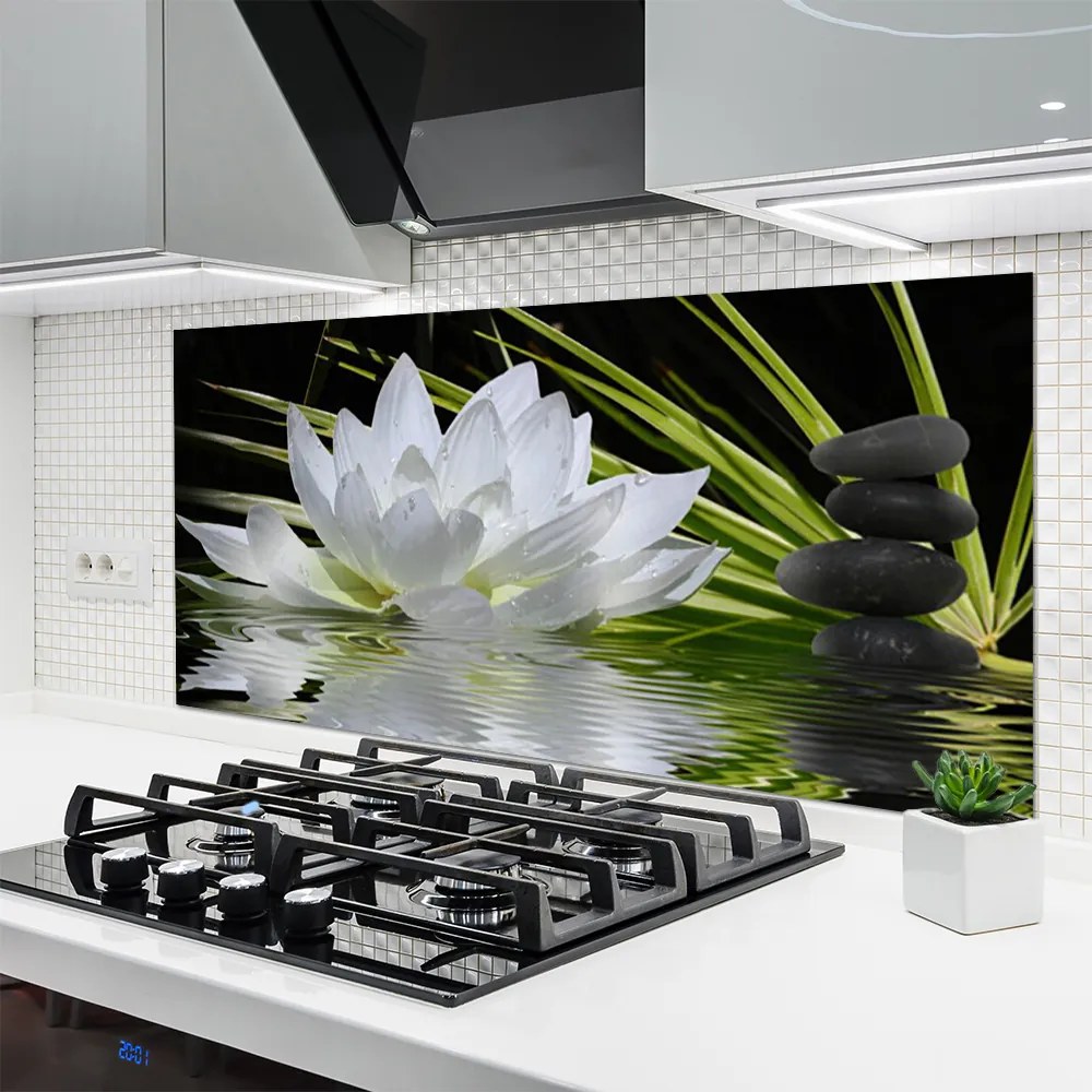 Panel Szklany do Kuchni Harmonijne Lilie na Stawie