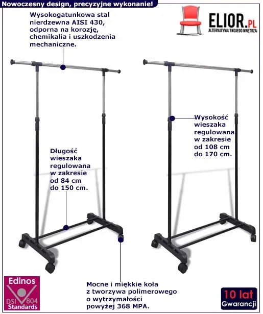 Regulowany Zestaw Wieszaków Na Kółkach D8-G91