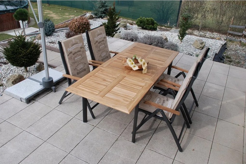 Doppler CONCEPT TEAK ogrodowy zestaw wypoczynkowy 4+1 antracyt
