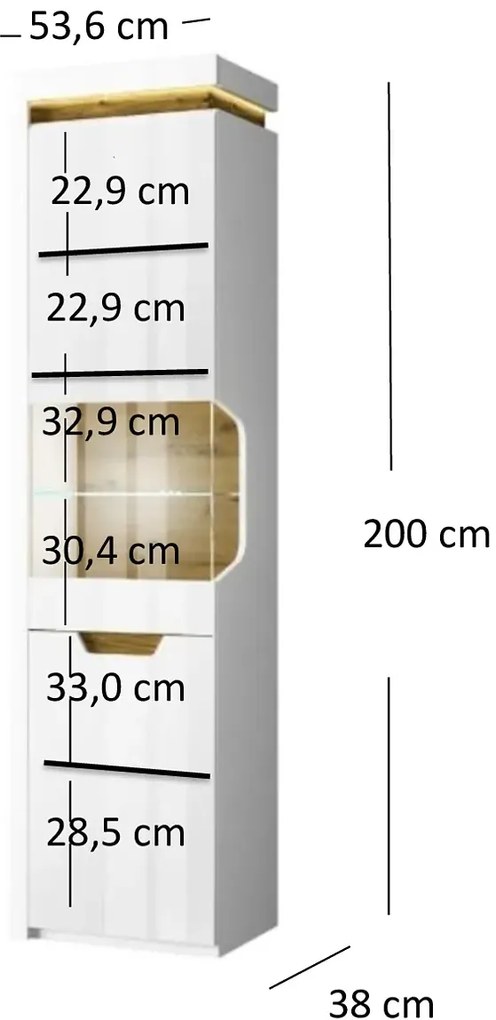 Nowoczesna witryna lewa biały połysk - Rafosa 5X