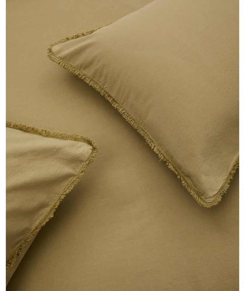 Żółtozielona pościel dwuosobowa z perkalu bawełnianego 260x240 cm Sifinia – Kave Home