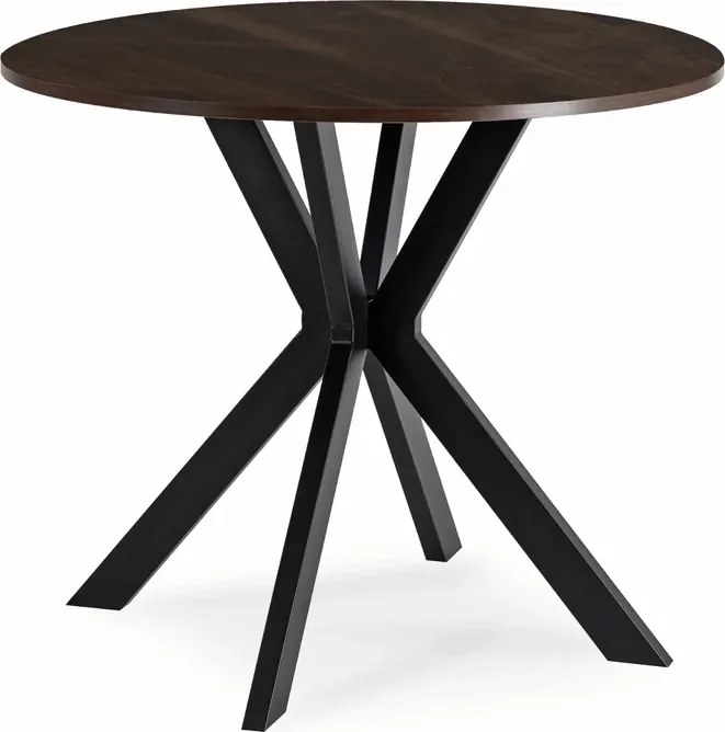 Stół Okrągły LAUREN 80 cm Orzech/Czarny Loft Nowoczesny