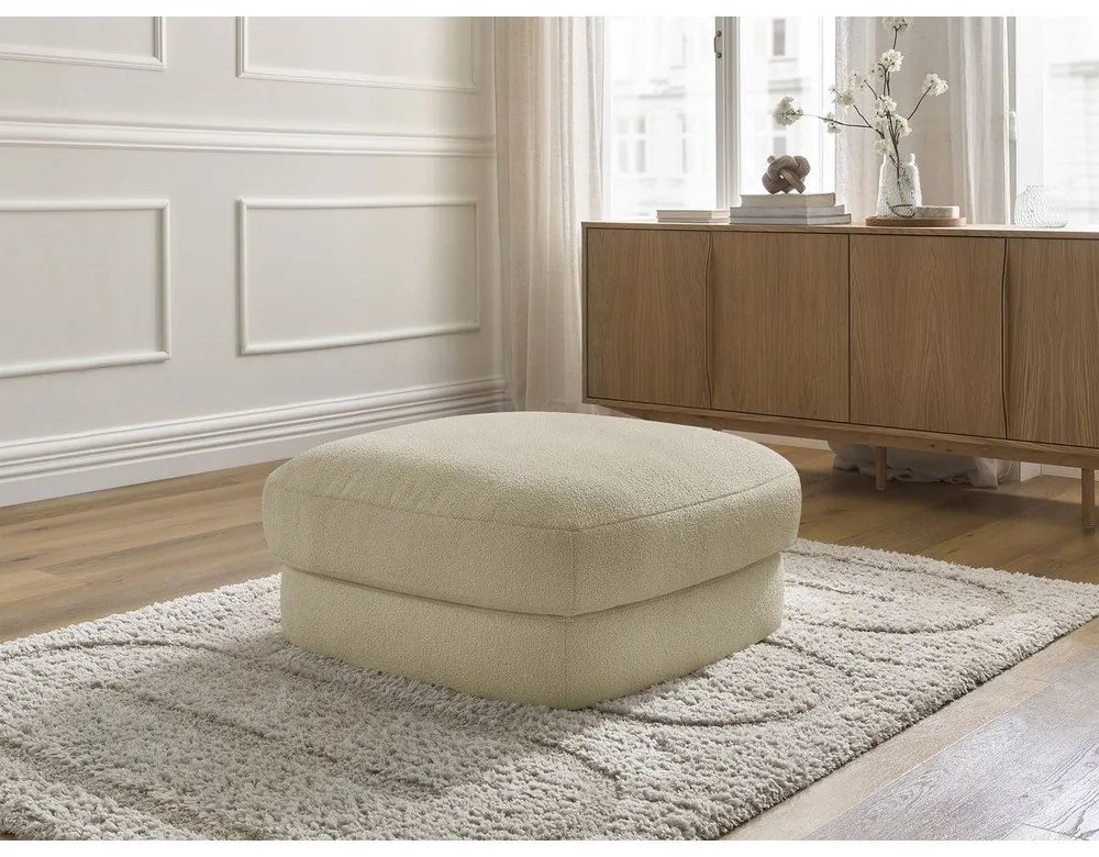 Beżowy podnóżek z materiału bouclé Leonore – Bobochic Paris