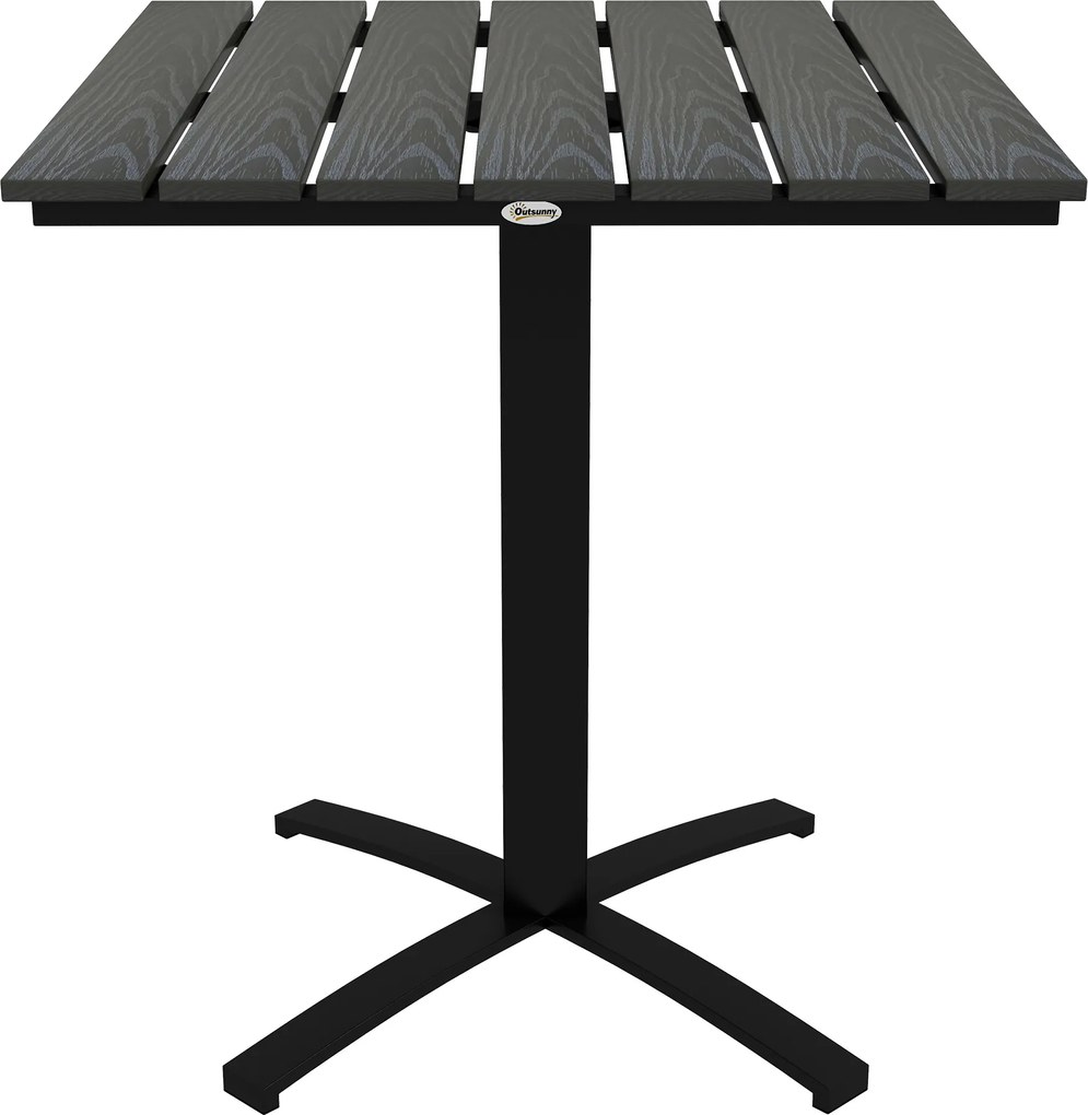 Outsunny Stół tarasowy, dla 4 osób, wykończenie drewnopodobne, aluminiowa rama, 70 x 70 x 76 cm, Szary